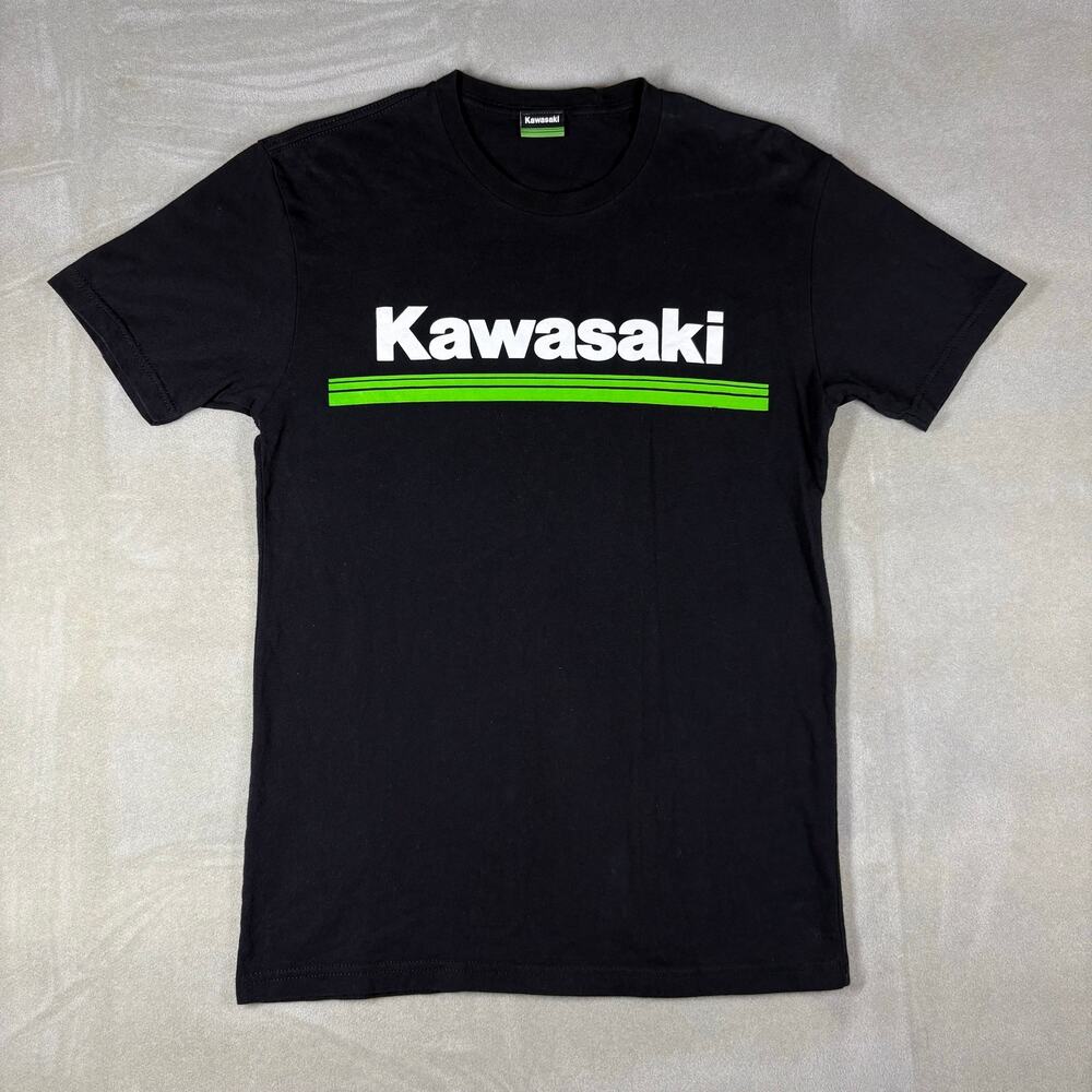 Kawasaki Logo Graphic T Shirt Black Green Motorcycle Racing Adult Small S